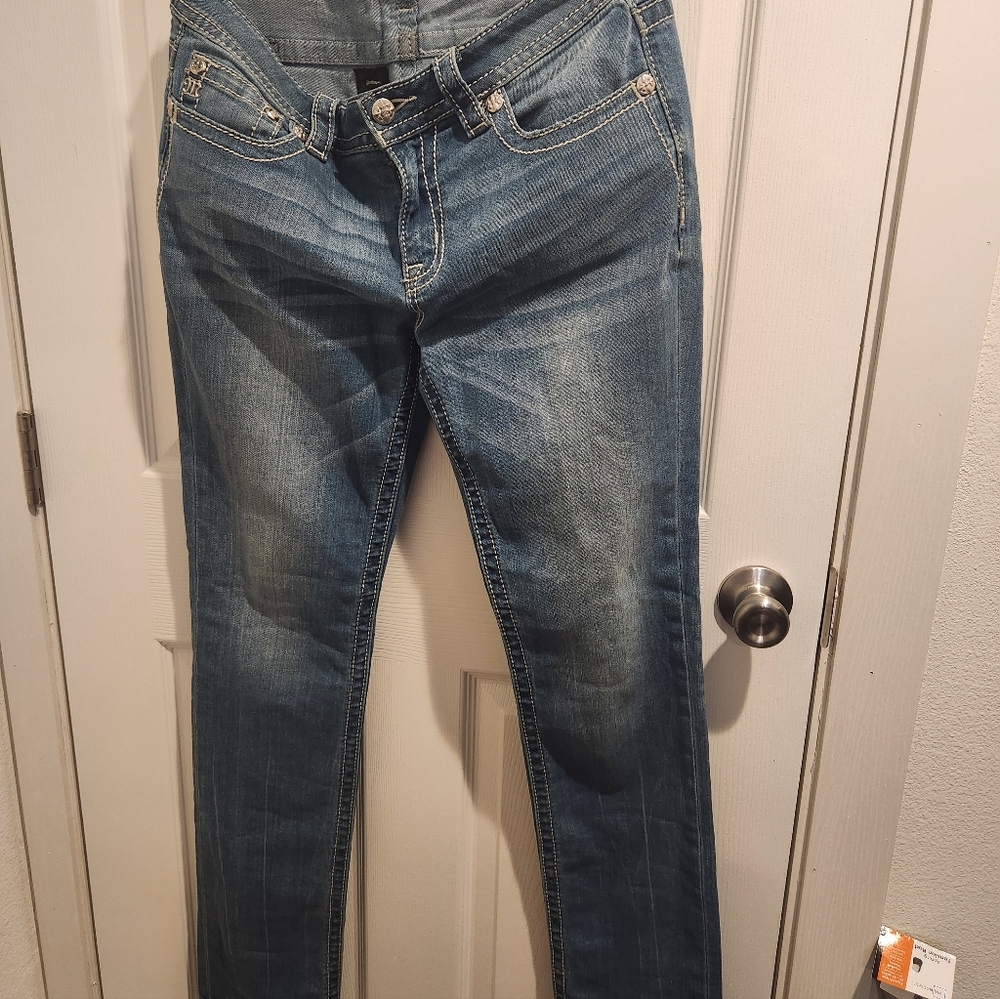 Miss Me Women's Blue Straight Jeans 30x33 Mid Rise